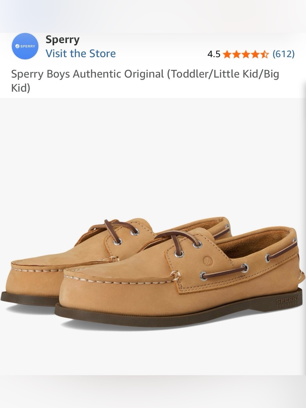 New Sperry Boys/Girls Original Boat Shoe Sahara Size 5M New without Box